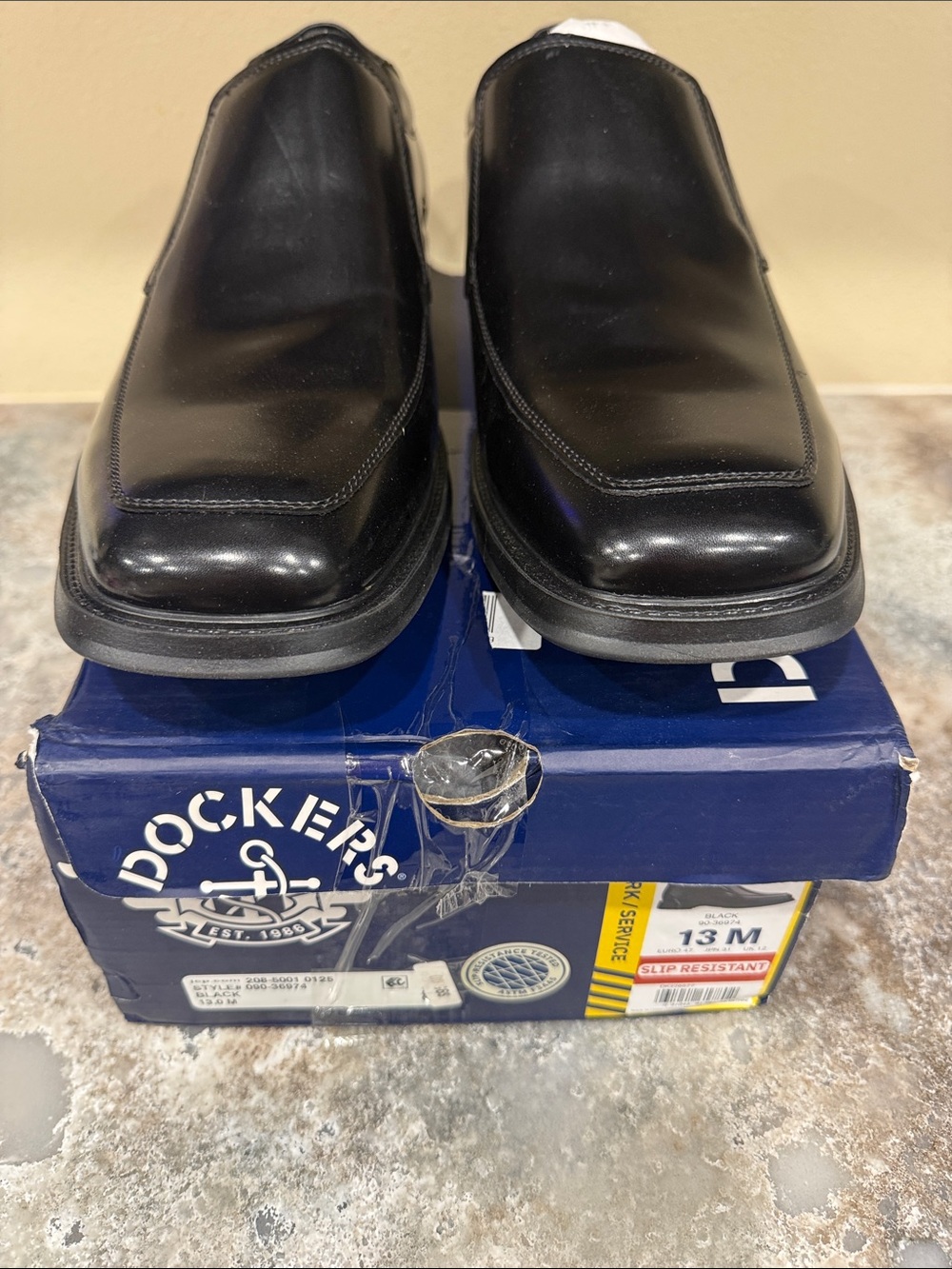 Dockers Black Slip-On Square-Toe Leather Loafers